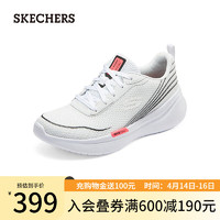 斯凯奇（Skechers）复古可颂鞋舒适透气网面鞋厚底休闲鞋户外运动鞋150221 白色/桃红色/WBHP 35