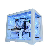 玩嘉 律动纯白色游戏电脑机箱360水冷海景房MINI支持竖装全透明argb