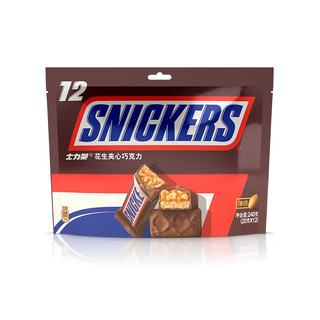 SNICKERS 士力架 力架花生夹心巧克力袋装240g分享装休闲零食