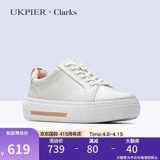 Clarks其乐板鞋女鞋 2024春轻盈休闲鞋厚底小白鞋Hollyhock Walk 26176308 37