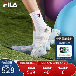 FILA 斐乐 官方女鞋运动凉鞋2024夏季新款厚底增高休闲草莓凉鞋 奶白/珍珠蓝