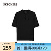 斯凯奇（Skechers）款针织POLO衫商务舒适时尚休闲百搭翻领短袖L124U130 碳黑/0018 S