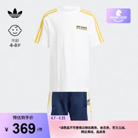 adidas亲子款宽松运动短袖套装男小童夏季阿迪达斯三叶草 深靛蓝 110CM