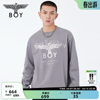 BOY LONDON春夏24男女同款T恤时尚潮酷印花老鹰针织长袖N00801 灰色 S