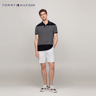 TOMMY HILFIGER【条纹拼接】24春夏男纯棉珠地网眼宽松POLO衫X02830 藏青白条纹DW5 XL （：165-180斤）