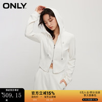 ONLY2024春季时尚百搭显瘦连帽抽绳短款开衫卫衣女|12419R014 A06 糖霜白色 175/92A/XL