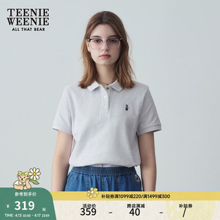 Teenie Weenie小熊2024年夏季POLO衫马卡龙多巴胺时尚短袖T恤 浅灰色 165/M