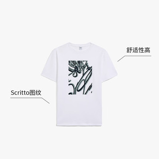 BERLUTI【24年春夏】麂皮效果Scritto图纹男士短袖T恤衫 亮白色 M