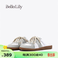 Bella Lily2024春季平底半包拖鞋女外穿一脚蹬德训鞋休闲板鞋 灰白 39