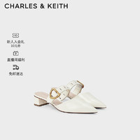 CHARLES&KEITH24夏一字带尖头粗跟穆勒拖凉鞋女CK1-60580278 Cream奶白色 41