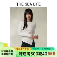 THE SEA LIFE欧海一生 优雅针织衫24春夏不规则设计黑白上衣X15751 山茶白 M