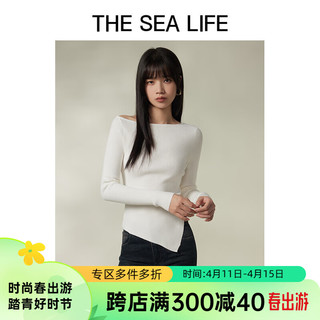 THE SEA LIFE欧海一生 优雅针织衫24春夏不规则设计黑白上衣X15751 山茶白 M