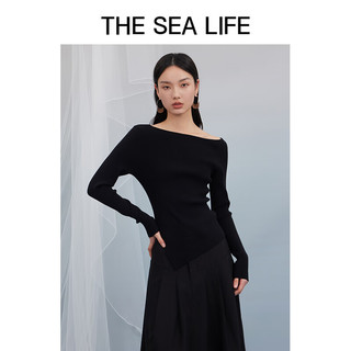 THE SEA LIFE欧海一生 优雅针织衫24春夏不规则设计黑白上衣X15751 山茶白 M