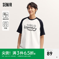 森马（Semir）大力水手联名短袖T恤男2024夏季美式复古装凉感抑菌 白黑色调00319 170/88A/M