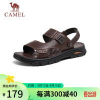 骆驼（CAMEL）男士凉鞋牛皮革两穿商务凉拖 G14M211623 棕色 43