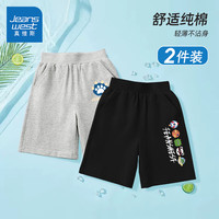 真维斯童装男童裤子2024夏季儿童薄款短裤纯棉中大童宽松时尚夏装运动裤 灰/J龙爪K-黑/J五小怪K 160