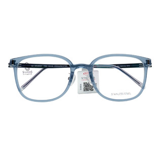 思柏（STEPPER）眼镜框男女全框板材+钛材休闲远近视眼镜架STS-60031-F555 53mm F555透明蓝