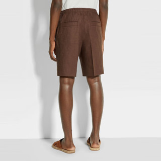 杰尼亚（Zegna）夏季棕色 Oasi Lino 短裤UDI18A7-TB14-M07-52