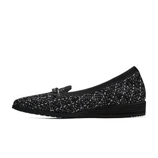 斯凯奇（Skechers）夏季女子时尚法式小香风鞋浅口平底单鞋158803 黑色/BLK 39