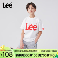 Lee 儿童短袖T恤2024夏季休闲百搭童装立体印花男女童上衣打底衫 白色