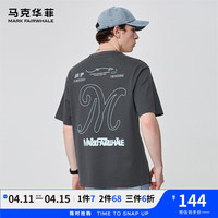 马克华菲【后背印绣】短袖T恤男2024春夏圆领纯棉字母休闲百搭短袖T恤 015深灰 S