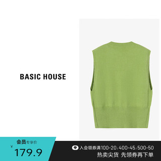 Basic House/百家好春季新中式国风复古时尚绿色针织马甲背心女2024 绿色 S80-105斤