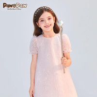 PawinPaw卡通小熊童装24年夏女童网纱绣花连衣裙 Ivory象牙色/39 140