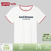 Levi's 李维斯 童装24夏季儿童简约撞色短袖T恤女童上衣 糖果白 120/60(6)