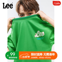 Lee儿童短袖T恤2024春夏纯棉后背LOGO印花宽松舒适运动上衣童装 绿色 165cm
