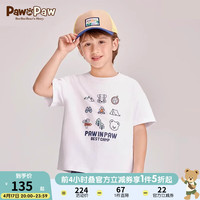 PawinPaw小熊童装24夏男女童印花圆领短袖T恤纯棉 Ivory象牙色/39 150