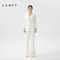 朗姿/LANCY2024春季白色西装外套长袖直筒中长款简约高级感 白色 S