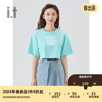 :CHOCOOLATE it 女装短款短袖T恤2024夏季青春时尚半袖001100 GRL/绿色 M
