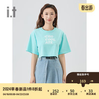 :CHOCOOLATE it 女装短款短袖T恤2024夏季青春时尚半袖001100 GRL/绿色 M