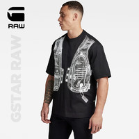 G-STAR RAW2024夏季短袖t恤男打底衫纯棉高端圆领半袖D24427 暗夜黑 S