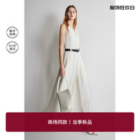 欧时力 a字无袖连衣裙2024新夏长款小黑裙白裙腰带 米白 L