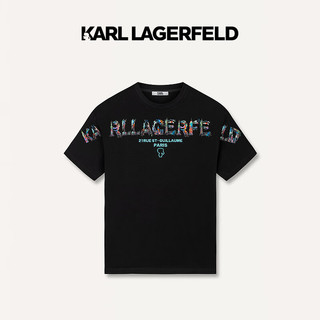 Karl Lagerfeld卡尔拉格斐2024夏季KLlogo印花短袖T恤老佛爷 黑色 48
