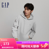 Gap男女装秋冬LOGO宽松碳素软磨抓绒卫衣807077连帽衫 灰色 175/88A(XS)