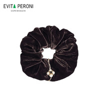 依慧达（Evita Peroni ）秋冬丝绒大肠发圈时髦复古仿珍珠皮筋头绳 珍珠款-摩卡棕