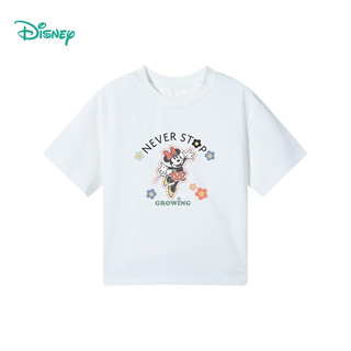 Disney 迪士尼 儿童圆领短袖T恤 白色-欢乐米妮