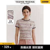 TEENIE WEENIE TeenieWeenie小熊女装2024夏新款短款撞色段彩条纹T恤短袖套头衫