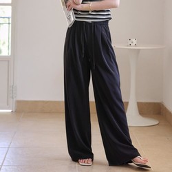 XG 雪歌24春款个性贴图休闲抽绳气质显瘦及地直筒裤女