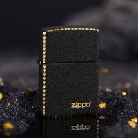 ZIPPO 之宝 防风煤油打火机 黑裂漆-商标-凿边款  单机