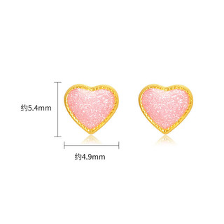 潮宏基足金黄金耳钉女计价 趣玩爱心 EEG30003148 粉色一对款约1.1g