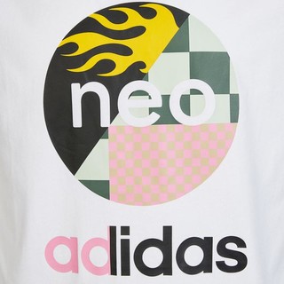 adidas NEO 大Logo男针织T恤圆领短袖上衣运动休闲男装