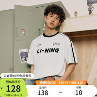 LI-NING 李宁 短袖男女同款夏季圆领体恤美式复古宽松休闲上衣纯棉运动T恤