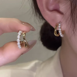 Trendolla 925银针小众设计感珍珠耳环韩国轻奢高级耳钉耳饰