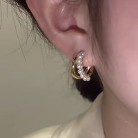 Trendolla 925银针小众设计感珍珠耳环韩国轻奢高级耳钉耳饰 珍珠耳扣