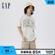  Gap 盖璞 男装2024夏季新款544465撞色logo圆领短袖T恤纯棉上衣 白色 175/96A(L) 亚洲尺码　