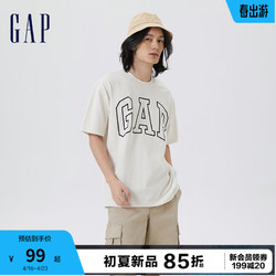 Gap 盖璞 男装2024夏季新款544465撞色logo圆领短袖T恤纯棉上衣 白色 175/96A(L) 亚洲尺码