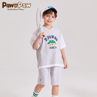 PawinPaw卡通小熊童装2024年夏季男童假两件短袖运动套装舒适 Grey灰色/15 110